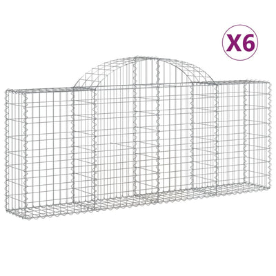 Arched Gabion Baskets 6 pcs 200x30x80/100 cm Galvanised Iron