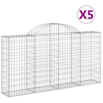 Arched Gabion Baskets 5 pcs 200x30x100/120 cm Galvanised Iron