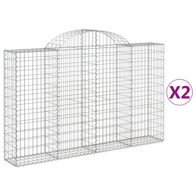 Arched Gabion Baskets 2 pcs 200x30x120/140 cm Galvanised Iron