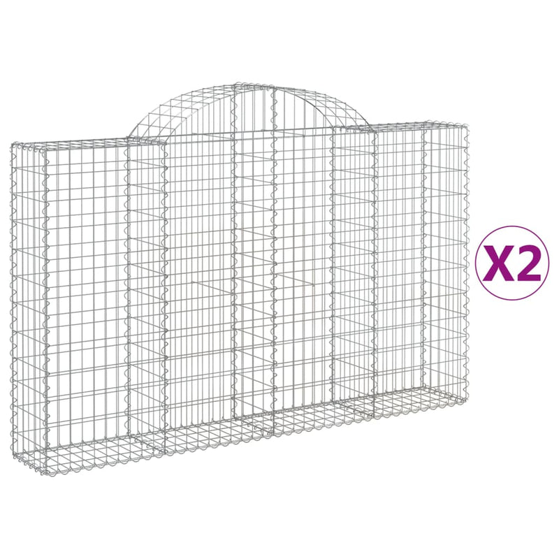 Arched Gabion Baskets 2 pcs 200x30x120/140 cm Galvanised Iron