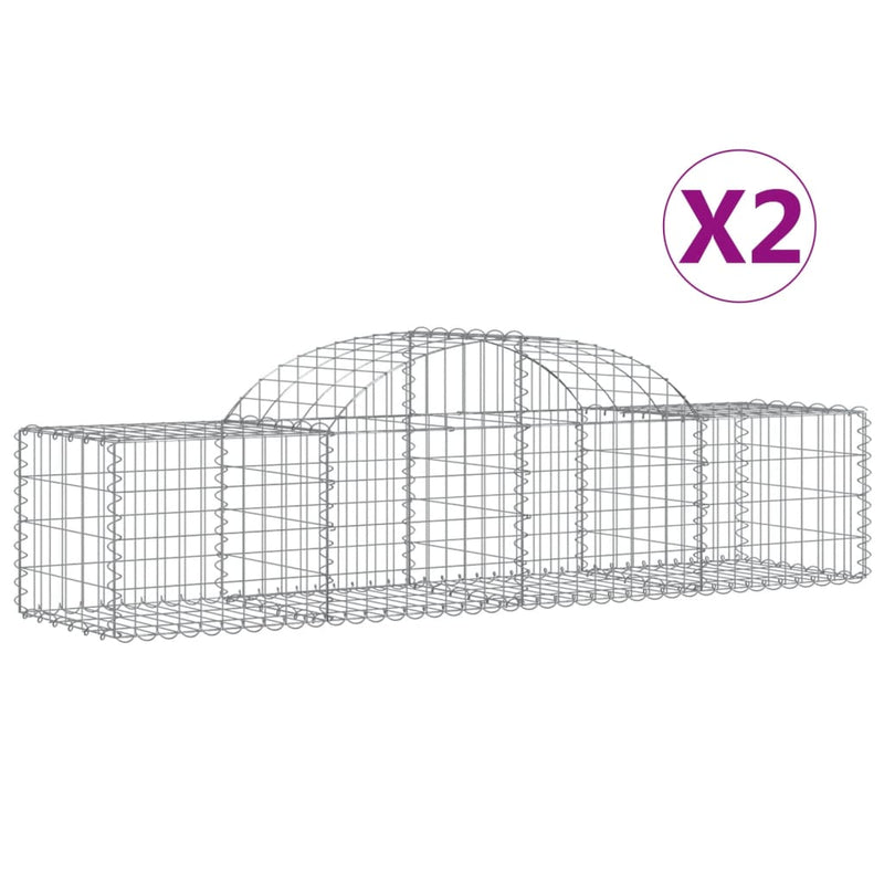 Arched Gabion Baskets 2 pcs 200x50x40/60 cm Galvanised Iron