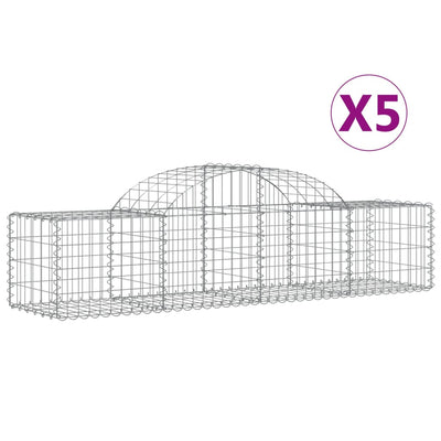 Arched Gabion Baskets 5 pcs 200x50x40/60 cm Galvanised Iron