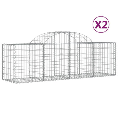 Arched Gabion Baskets 2 pcs 200x50x60/80 cm Galvanised Iron