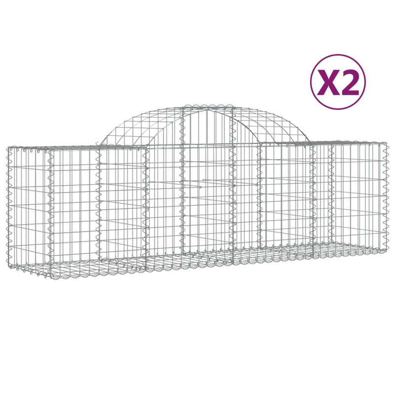 Arched Gabion Baskets 2 pcs 200x50x60/80 cm Galvanised Iron