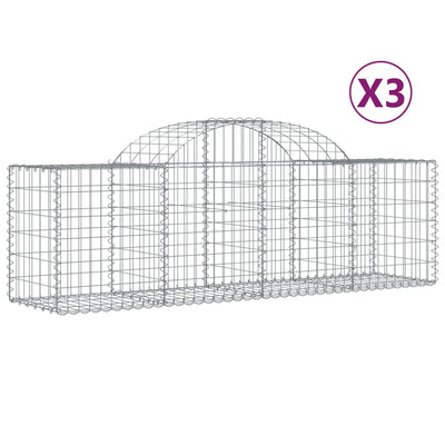 Arched Gabion Baskets 3 pcs 200x50x60/80 cm Galvanised Iron