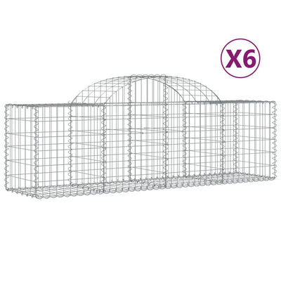 Arched Gabion Baskets 6 pcs 200x50x60/80 cm Galvanised Iron