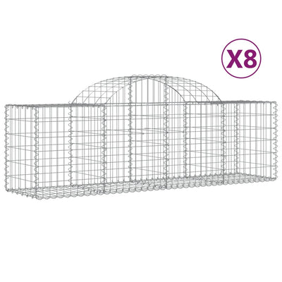 Arched Gabion Baskets 8 pcs 200x50x60/80 cm Galvanised Iron