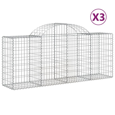 Arched Gabion Baskets 3 pcs 200x50x80/100 cm Galvanised Iron