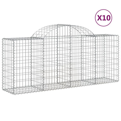 Arched Gabion Baskets 10 pcs 200x50x80/100 cm Galvanised Iron