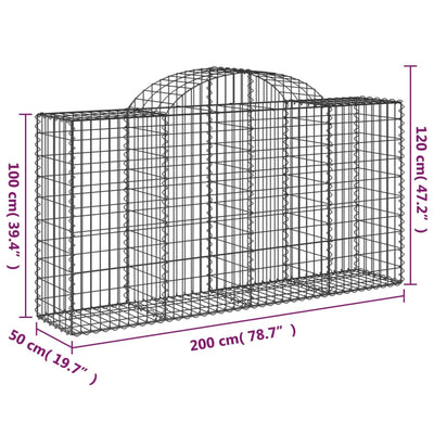 Arched Gabion Baskets 2 pcs 200x50x100/120 cm Galvanised Iron