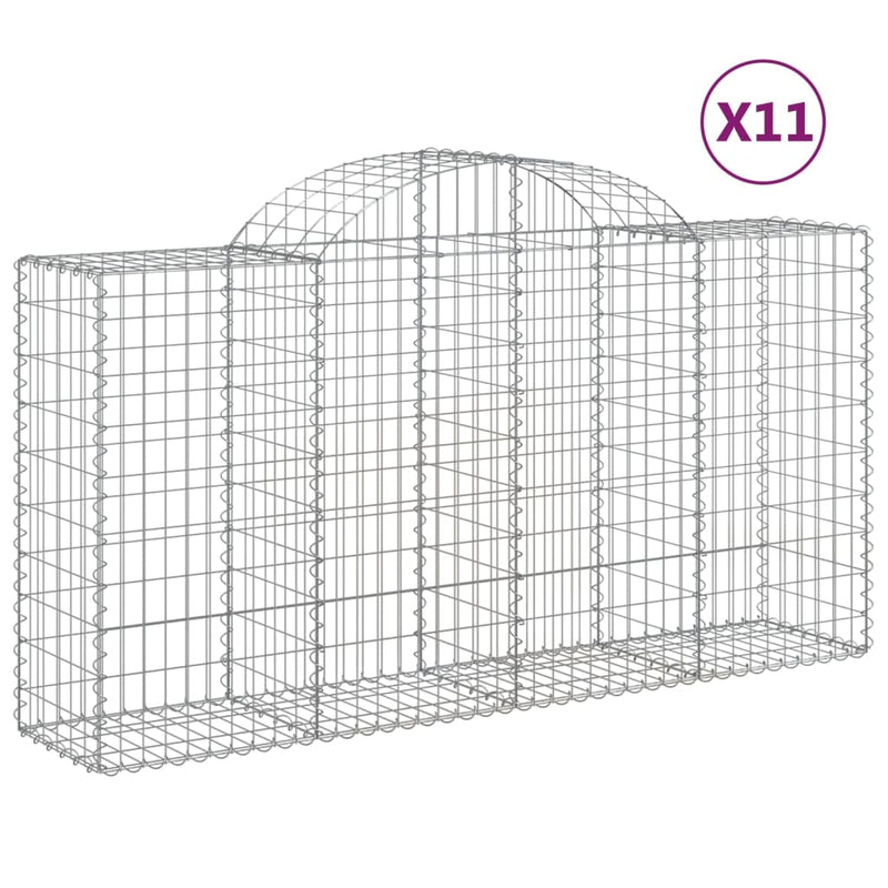 Arched Gabion Baskets 11 pcs 200x50x100/120 cm Galvanised Iron