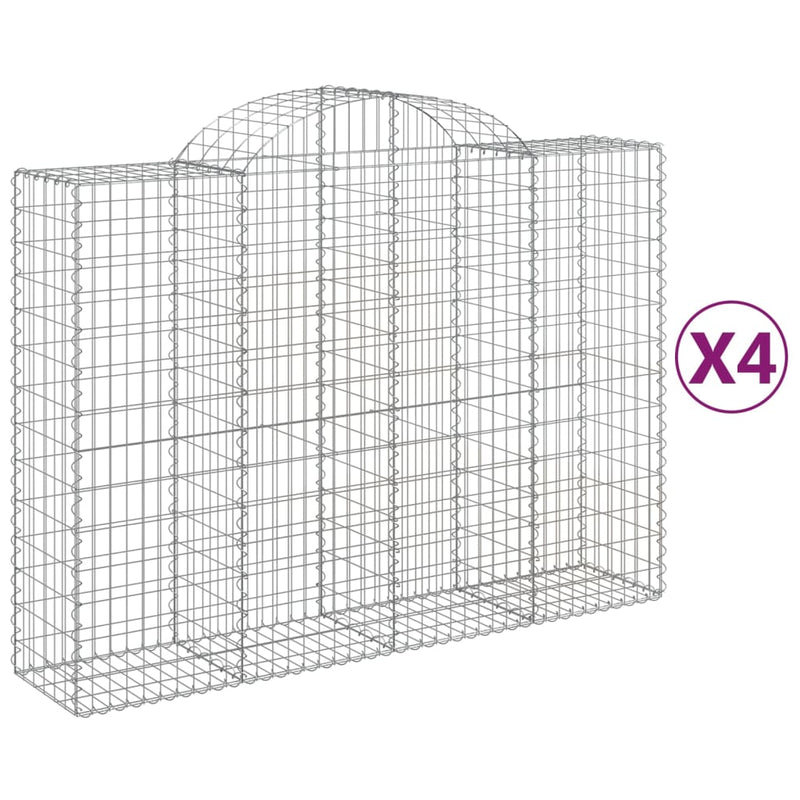 Arched Gabion Baskets 4 pcs 200x50x140/160 cm Galvanised Iron