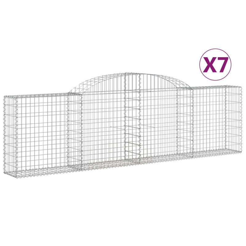 Arched Gabion Baskets 7 pcs 300x30x80/100 cm Galvanised Iron