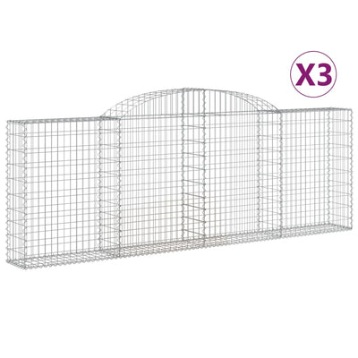 Arched Gabion Baskets 3 pcs 300x30x100/120 cm Galvanised Iron