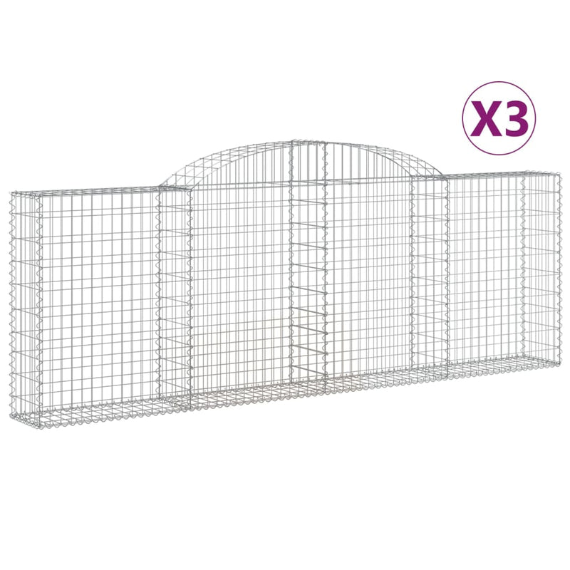 Arched Gabion Baskets 3 pcs 300x30x100/120 cm Galvanised Iron