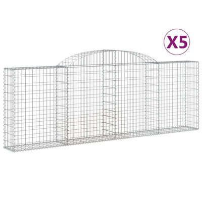 Arched Gabion Baskets 5 pcs 300x30x100/120 cm Galvanised Iron