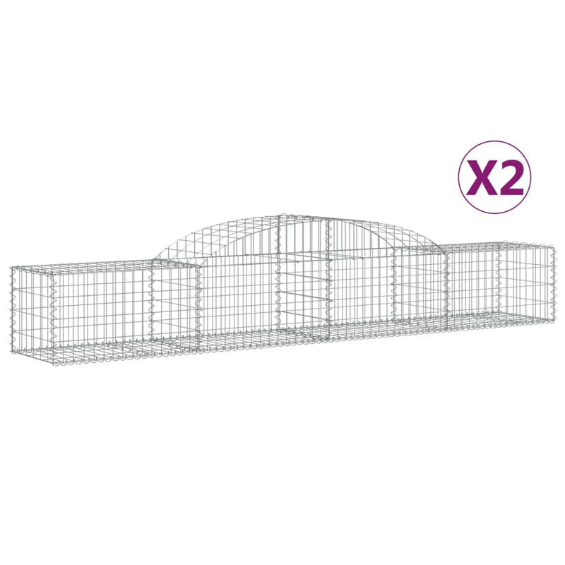 Arched Gabion Baskets 2 pcs 300x50x40/60 cm Galvanised Iron