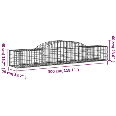 Arched Gabion Baskets 2 pcs 300x50x40/60 cm Galvanised Iron