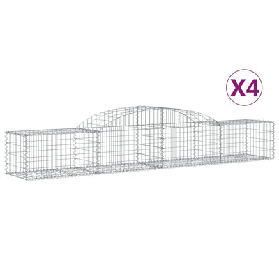 Arched Gabion Baskets 4 pcs 300x50x40/60 cm Galvanised Iron