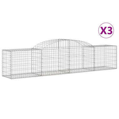 Arched Gabion Baskets 3 pcs 300x50x60/80 cm Galvanised Iron