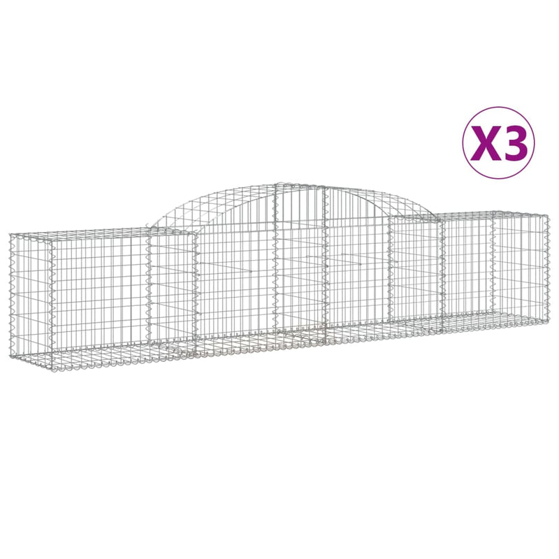 Arched Gabion Baskets 3 pcs 300x50x60/80 cm Galvanised Iron