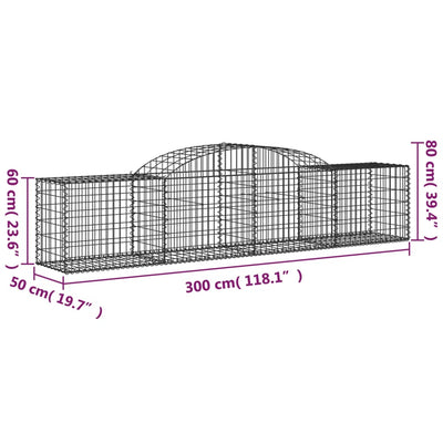 Arched Gabion Baskets 3 pcs 300x50x60/80 cm Galvanised Iron