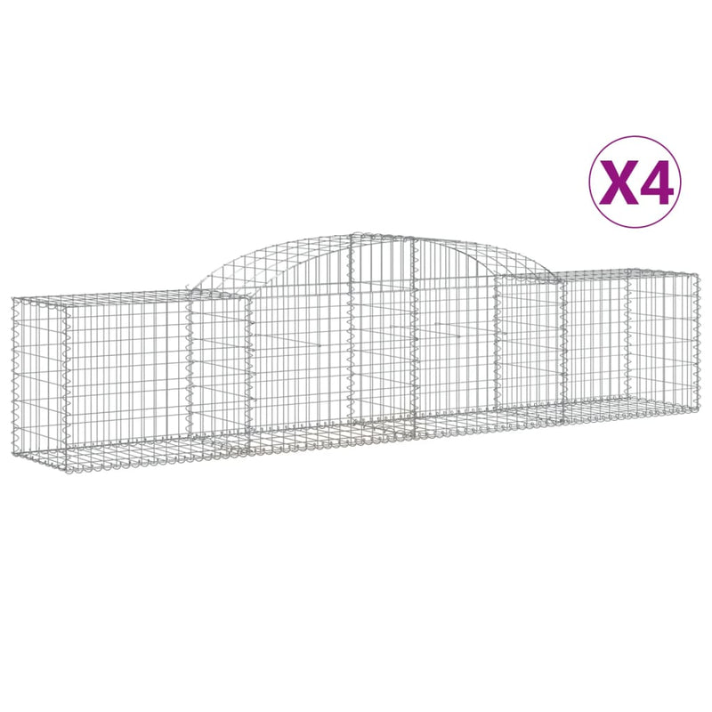 Arched Gabion Baskets 4 pcs 300x50x60/80 cm Galvanised Iron