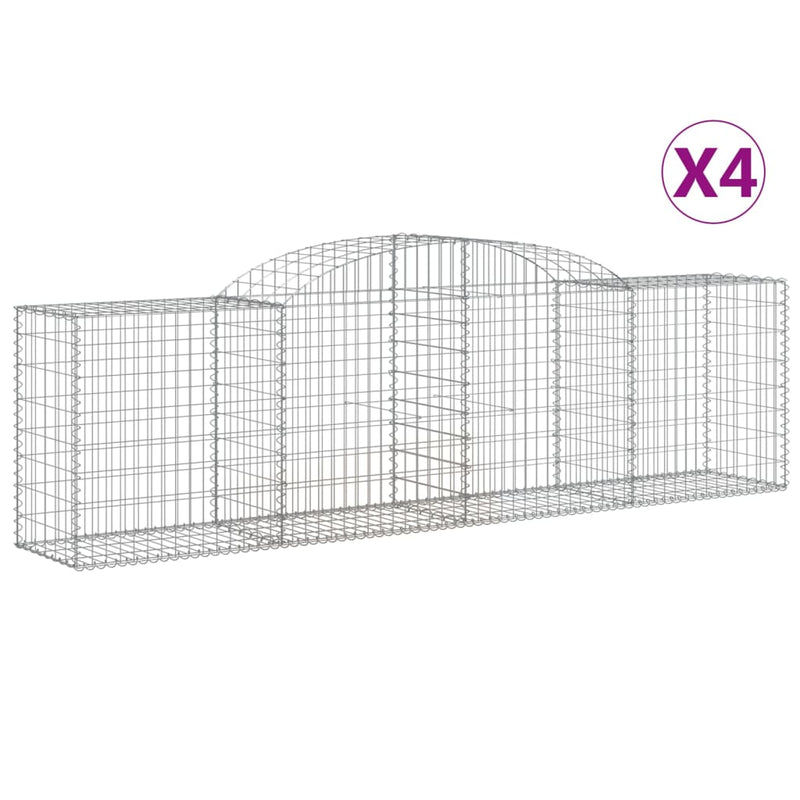 Arched Gabion Baskets 4 pcs 300x50x80/100 cm Galvanised Iron