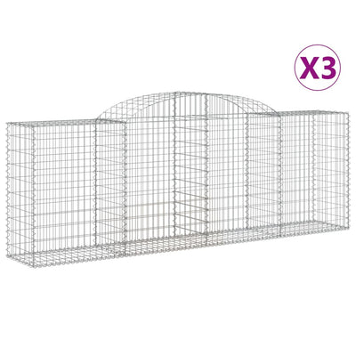 Arched Gabion Baskets 3 pcs 300x50x100/120 cm Galvanised Iron