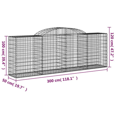 Arched Gabion Baskets 3 pcs 300x50x100/120 cm Galvanised Iron