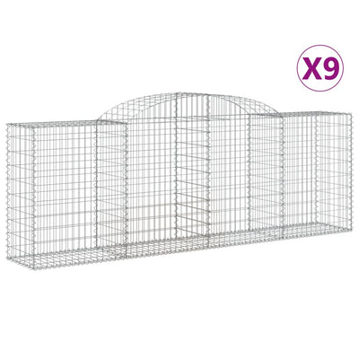 Arched Gabion Baskets 9 pcs 300x50x100/120 cm Galvanised Iron