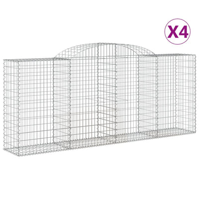 Arched Gabion Baskets 4 pcs 300x50x120/140 cm Galvanised Iron