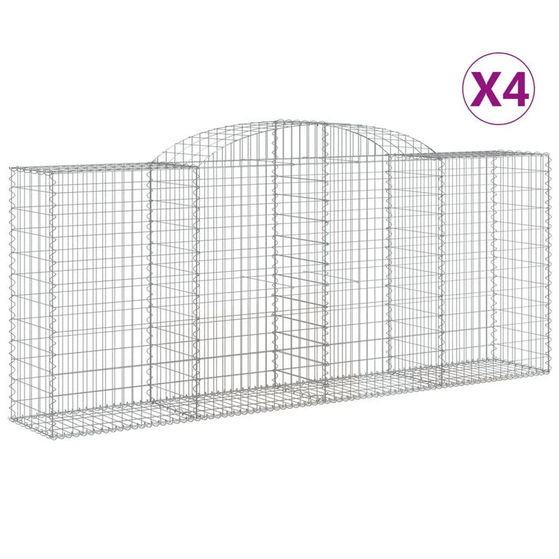 Arched Gabion Baskets 4 pcs 300x50x120/140 cm Galvanised Iron