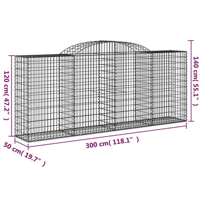 Arched Gabion Baskets 4 pcs 300x50x120/140 cm Galvanised Iron