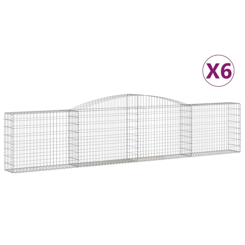 Arched Gabion Baskets 6 pcs 400x30x80/100 cm Galvanised Iron