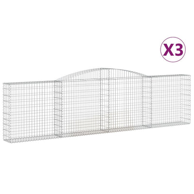 Arched Gabion Baskets 3 pcs 400x30x100/120 cm Galvanised Iron