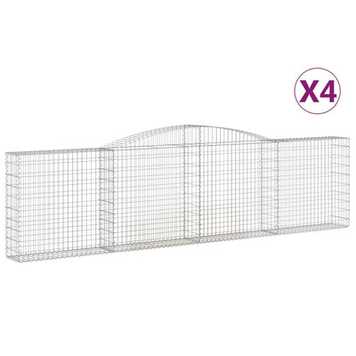 Arched Gabion Baskets 4 pcs 400x30x100/120 cm Galvanised Iron