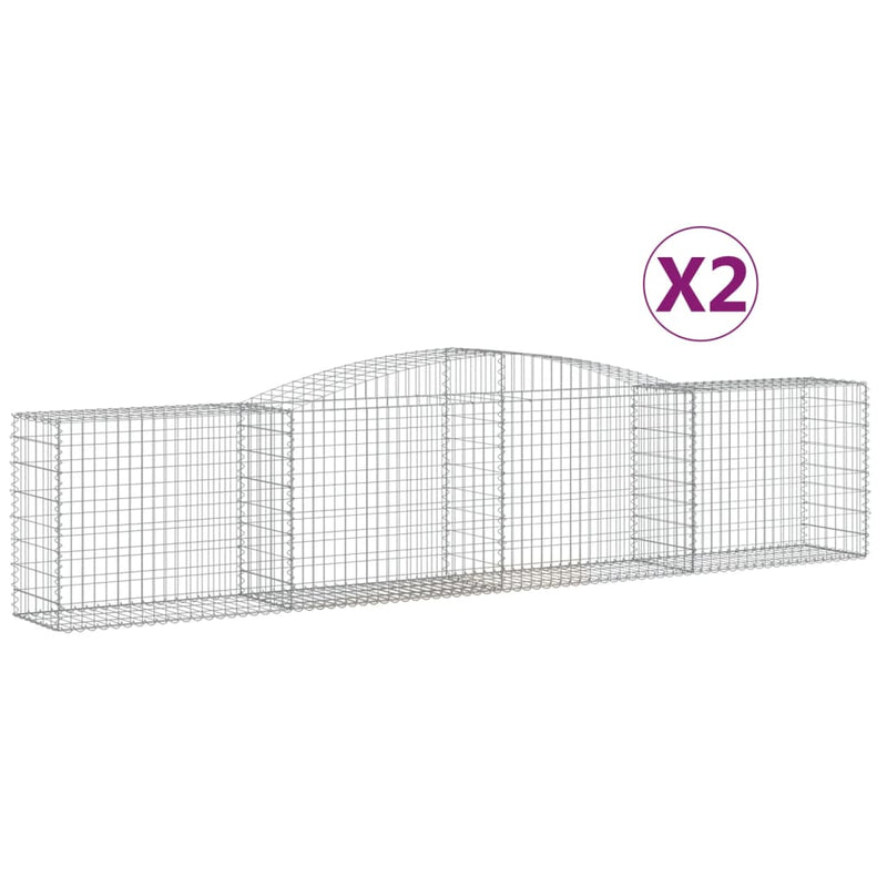 Arched Gabion Baskets 2 pcs 400x50x80/100 cm Galvanised Iron