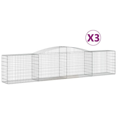 Arched Gabion Baskets 3 pcs 400x50x80/100 cm Galvanised Iron