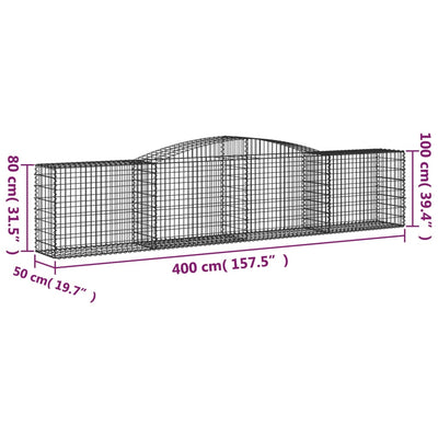 Arched Gabion Baskets 3 pcs 400x50x80/100 cm Galvanised Iron