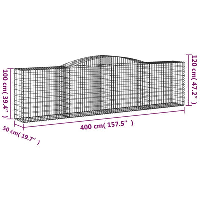 Arched Gabion Baskets 3 pcs 400x50x100/120 cm Galvanised Iron