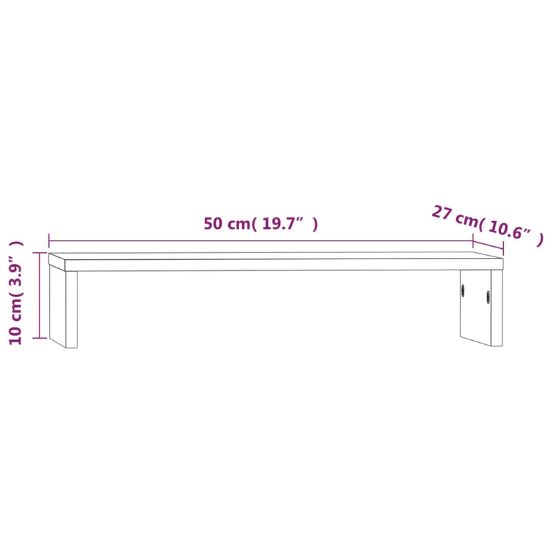 Monitor Stand 50x27x10 cm Solid Wood Pine