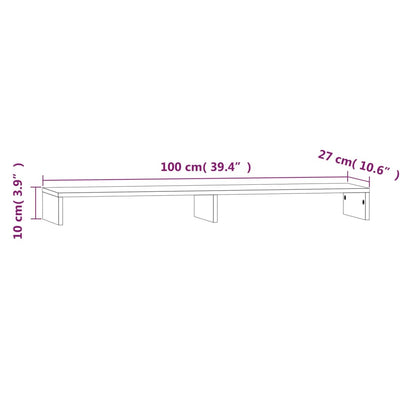 Monitor Stand 100x27x10 cm Solid Wood Pine