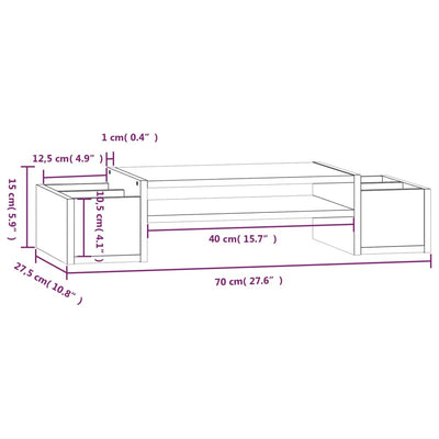 Monitor Stand 70x27.5x15 cm Solid Wood Pine