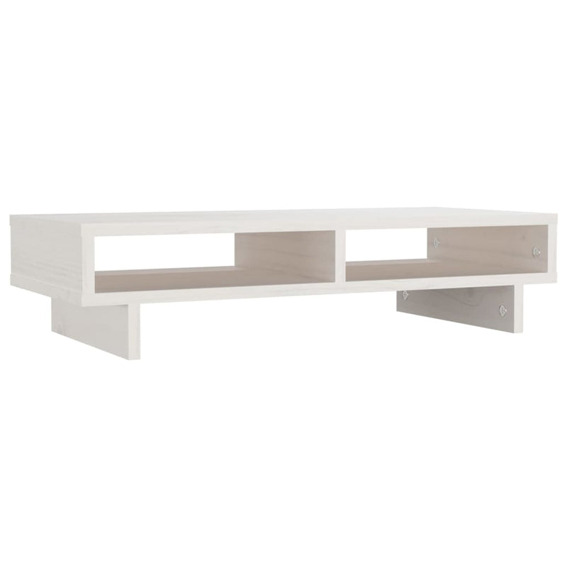 Monitor Stand White 60x27x14 cm Solid Wood Pine