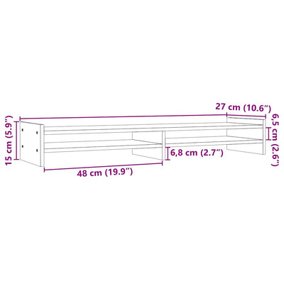 Monitor Stand White 100x27x15 cm Solid Wood Pine