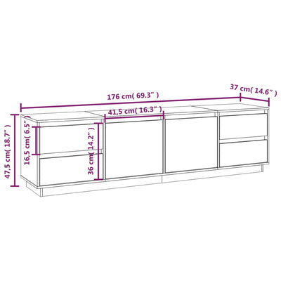 TV Cabinet 176x37x47.5 cm Solid Wood Pine