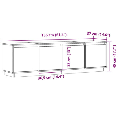 TV Cabinet 156x37x45 cm Solid Wood Pine