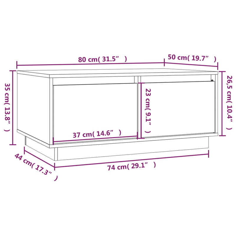 Coffee Table 80x50x35 cm Solid Wood Pine