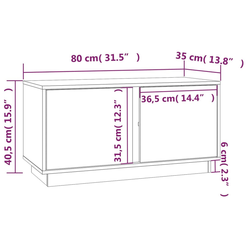 TV Cabinet 80x35x40.5 cm Solid Wood Pine